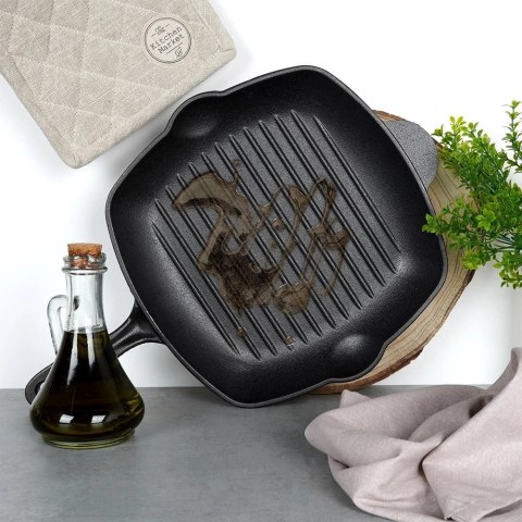 Patelnia Indukcja Gaz do Grillowania Żeliwna Kwadratowa VILDE 28 x 28 cm