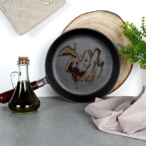 Patelnia Żeliwna Indukcja Gaz Grillowa na Ognisko Solidna Trwała VILDE 24cm