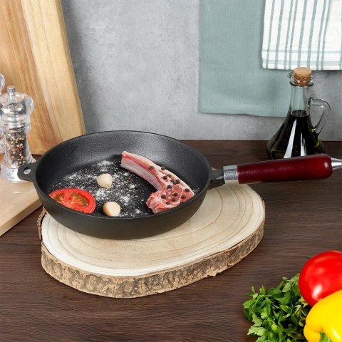 Patelnia Żeliwna Indukcja Gaz Grillowa na Ognisko Solidna Trwała VILDE 24cm