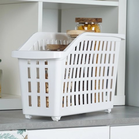 Pojemnik Organizer na Kółkach Wąski 13 L VILDE Biały 46 x 18 x 26,5 cm