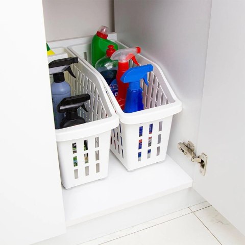 Pojemnik Organizer na Kółkach Wąski 13 L VILDE Biały 46 x 18 x 26,5 cm