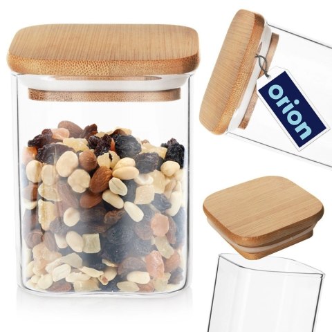 Pojemnik Szklany Kwadratowy Sypkie 850 ml ORION z Uszczelką 12,5 x 10,5 cm