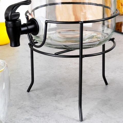 Słój Dozownik do Napojów z Kranikiem Czarnym Stojakiem Szklany VILDE 3,2 L