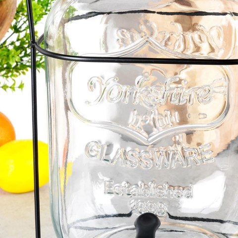 Słój Dozownik do Napojów z Kranikiem Czarnym Stojakiem Szklany VILDE 4,2 L