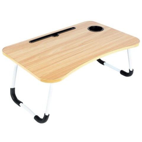 Stolik Składany Pod Laptopa Tablet do Łóżka Śniadaniowy Brązowy VILDE