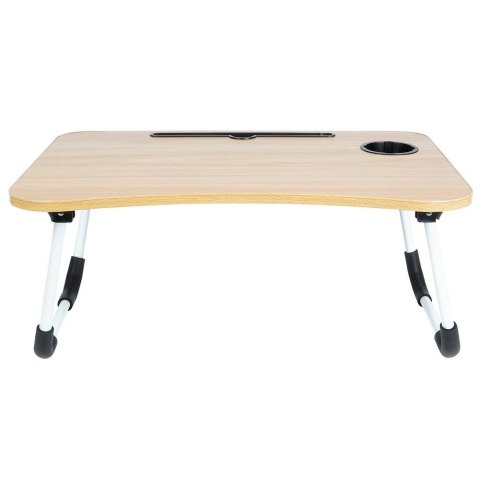 Stolik Składany Pod Laptopa Tablet do Łóżka Śniadaniowy Brązowy VILDE