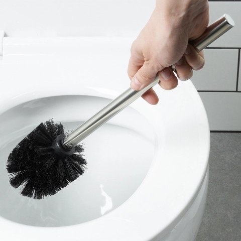 Szczotka Zapasowa do Toalety WC Czarne Włosie Stalowy Uchwyt 35 cm VILDE