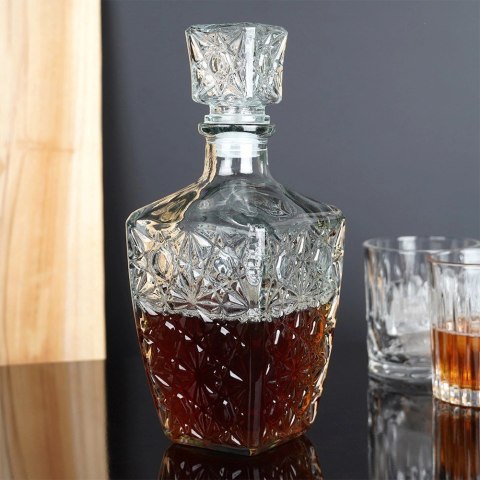 Karafka do Whisky EXCELLENT Szklana 830 ml Zdobiona Korek Prezent