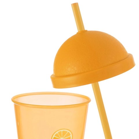 Kubek z Pokrywką i Słomką 450 ml ORION Pomarańczowy Nietłukący do Napojów