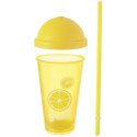 Kubek z Pokrywką i Słomką 450 ml ORION Żółty Nietłukący do Napojów