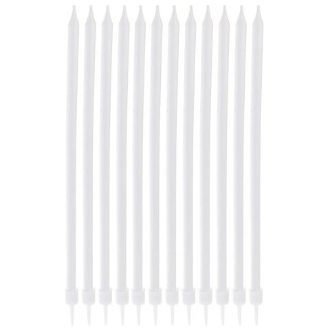 Świeczki do Tortu Długie 12 szt. 14,5 cm ORION Białe z Podstawkami