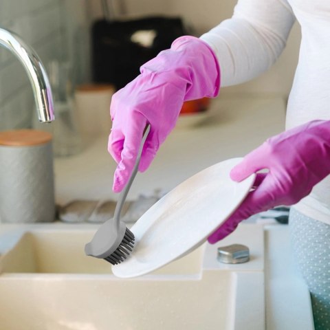 Szczotka Silikonowa do Mycia Naczyń Ze Skrobakiem Szara 22,5 cm ORION