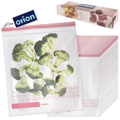 Woreczki Strunowe do Żywności 25 szt. ORION 34 x 27 cm z Miejscem na Opis