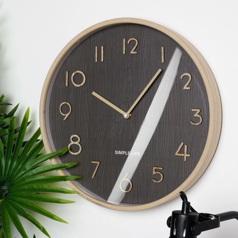 Zegar Ścienny 38 cm VILDE Okrągły Szary Płyta MDF Styl Klasyczny