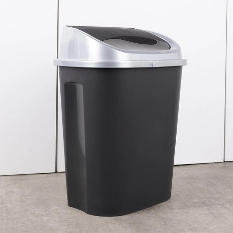 Kosz na Śmieci Odpady Plastikowy Czarny do Kuchni Łazienkowy 25 L VILDE