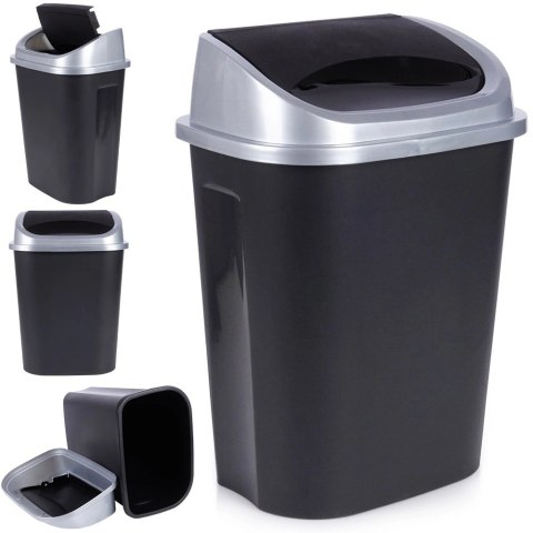 Kosz na Śmieci Odpady Plastikowy Czarny do Kuchni Łazienkowy 25 L VILDE