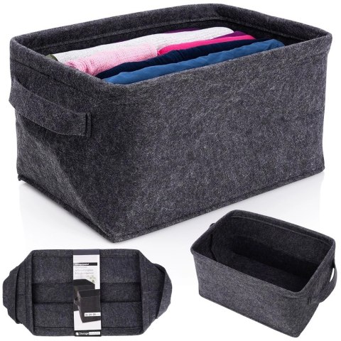 Koszyk do Przechowywania Filcowy Składany Czarny 36 x 27 x 20 STORAGE