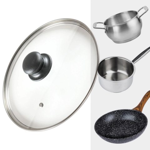 Pokrywka Szklana Żaroodporna Odpowietrznik 24 cm VILDE Zmywarka