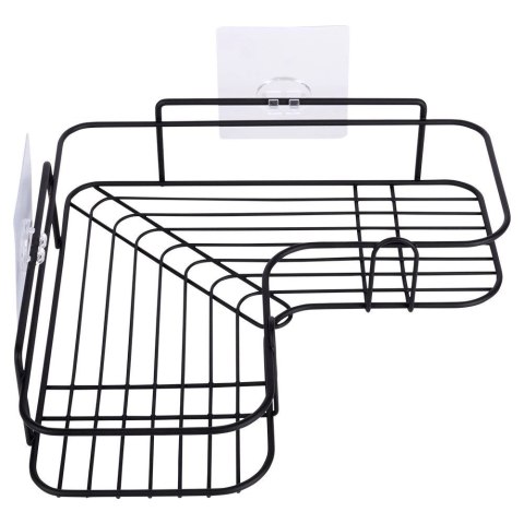 Półka pod Prysznic Metalowa Łazienkowa Czarna Przyklejana VILDE 26,5x26,5cm