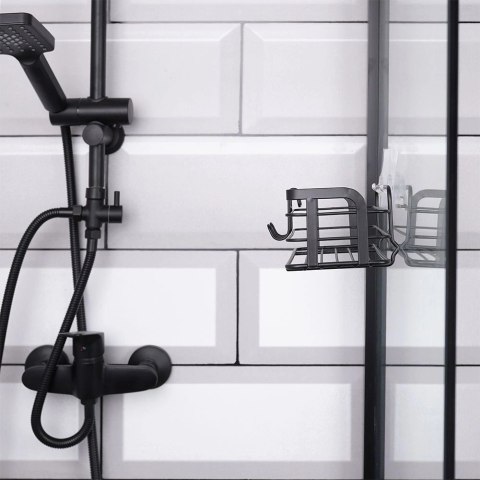 Półka Pod Prysznic Metalowa Czarna Przyklejana LOFT 295 cm VILDE