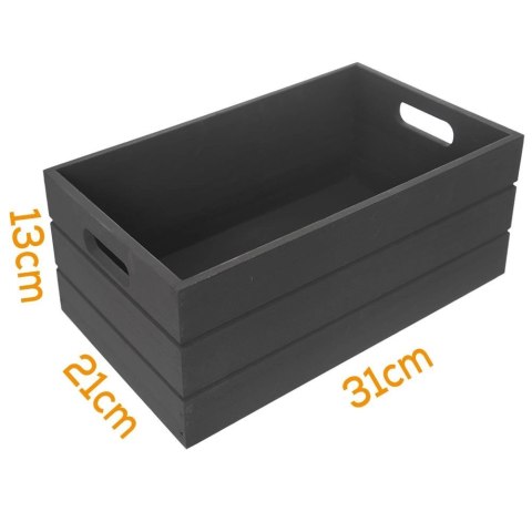 Skrzynka Drewniana Czarna Duża Przechowywanie 31 x 21 x 13 cm ORION