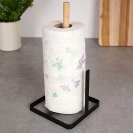 Stojak na Ręcznik Papierowy Drewno Metal Czarny Wolnostojący 30 cm VILDE