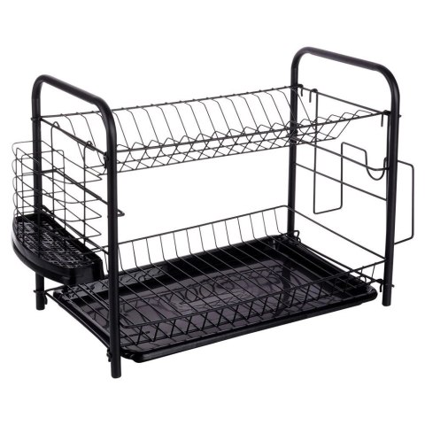 Suszarka na Naczynia 2-Poziomowa Czarna Pojemna VILDE 51,5 x 24,5 x 33 cm