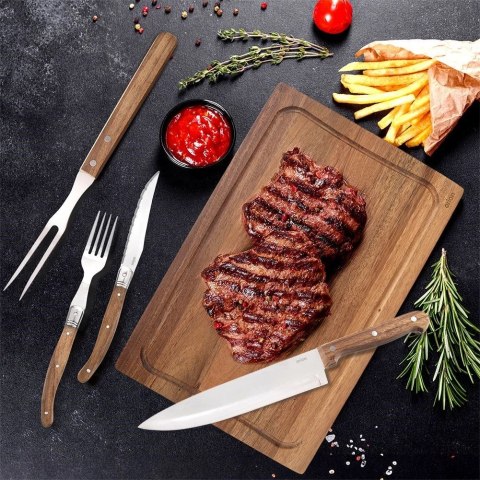 Zestaw Sztućców do Steków 15 el. ORION Deska Akacjowa Nóż Widelec