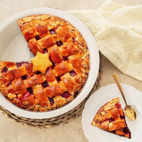 Talerz Deserowy Porcelanowy MONA 19,5 cm ORION Falowany Rant