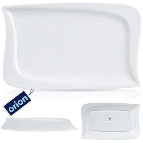 Talerz do Serwowania Podawania Porcelanowy Biały Ozdobny ORION 28x18 cm