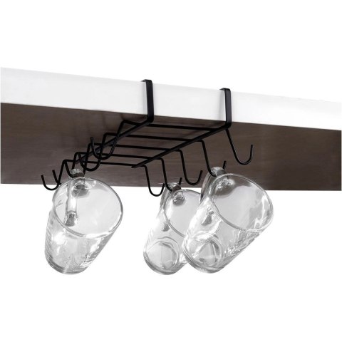 Wieszak na Kubki Metalowy Czarny VILDE Podszafkowy LOFT 29 x 18,5 cm
