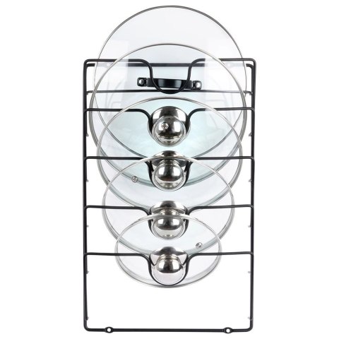 Wieszak na Pokrywki Metalowy VILDE Czarny na 5 Pokrywek LOFT