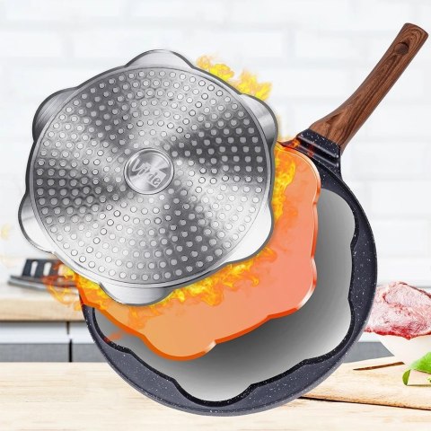 Patelnia do Jajek Placków Granitowa Nieprzywierająca 7 Otworów VILDE 26 cm