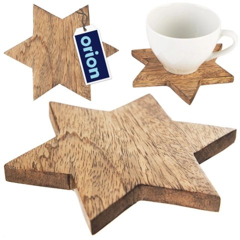 Podstawka pod Kubek Drewniana Gwiazda 12,5 cm ORION Drewno Mangowca