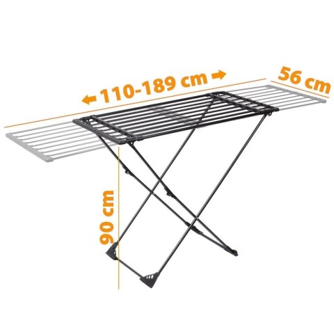 Suszarka na pranie metalowa czarna rozsuwana XXL 110-189 cm Suszarka na pranie metalowa czarna rozsuwana XXL 110-189 cm