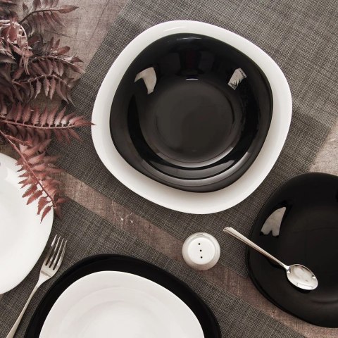 Talerz Obiadowy Płytki Szkło Białe LUNA Kwadratowy 26,5 cm ORION