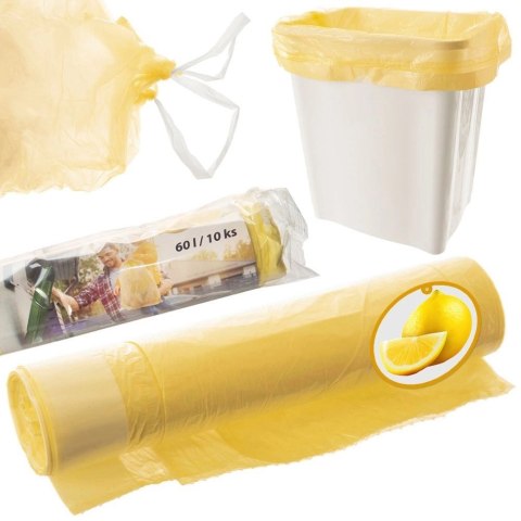 Worki na Śmieci 60 L 10 szt. ORION z Taśmą Ściągającą Cytrynowy Zapach