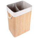 Kosz na Pranie Ubrania Składany Dwukomorowy Bambusowy z Pokrywką 70 L VILDE