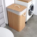 Kosz na Pranie Ubrania Składany Dwukomorowy Bambusowy z Pokrywką 70 L VILDE