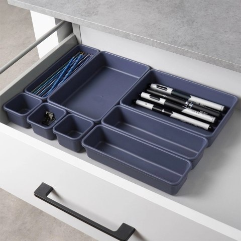 Organizer do Szuflady Modułowy 8 szt Akcesoria Biurowe VILDE Grafitowy