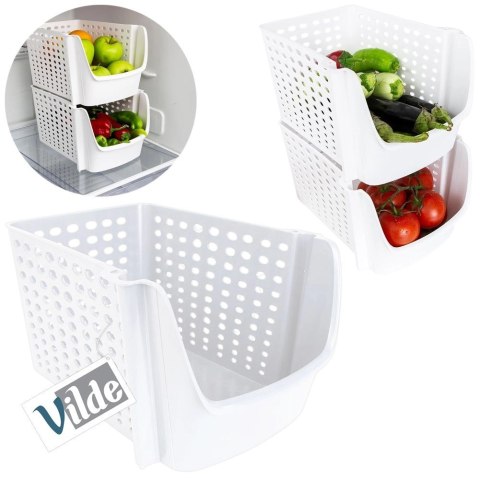 Pojemnik na Warzywa Owoce Piętrowany VILDE z Wentylacją 29 x 21 x 16 cm