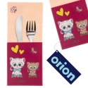 Pokrowiec Etui na Sztućce Dziecięcy Filc ORION Motyw KOTEK 21 x 9 cm