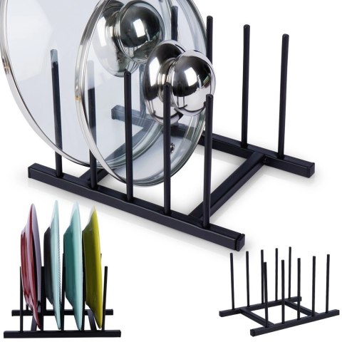 Stojak na Pokrywki Talerze Metalowy Czarny LOFT 4 szt. 19,5 cm HSC