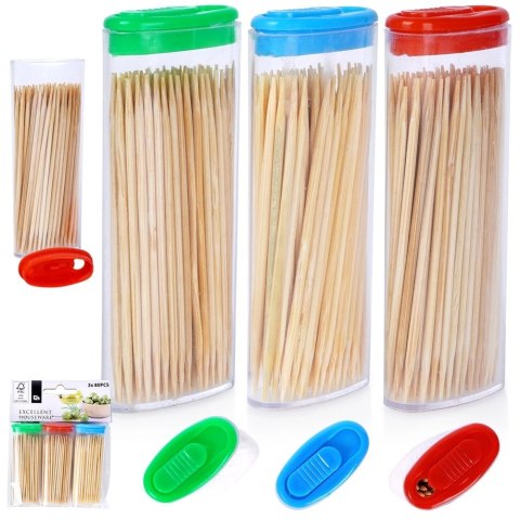 Wykałaczki Bambusowe 6,5 cm 3 x 80 szt. Drewniane EXCELLENT HOUSEWARE