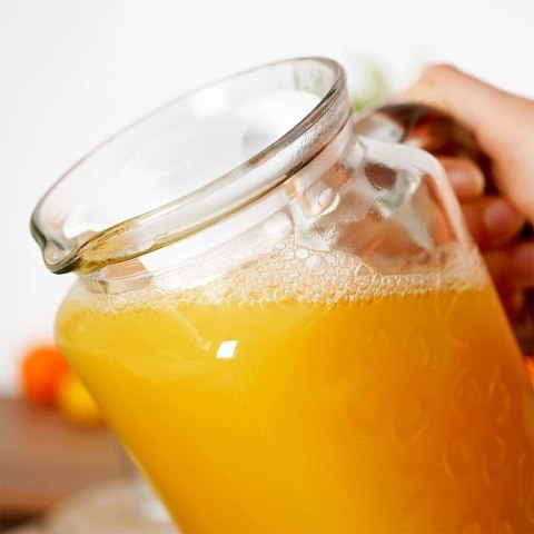 Dzbanek Szklany z Pokrywką ORION 1,2 L Ryflowany do Lodówki z Pokrywką