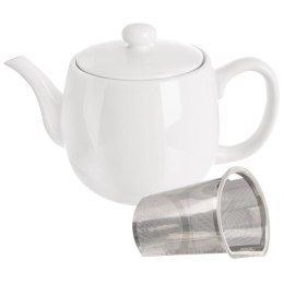 Dzbanek z zaparzaczem do herbaty porcelanowy biały MONA 700 ml