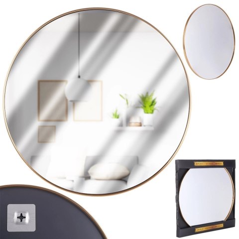 Lustro Ścienne Złote Okrągłe 50 cm VILDE Metalowa Rama Styl Glamour