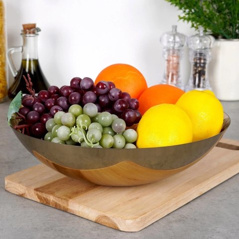 Miska do Serwowania Podawania Sałatek Przekąsek Stalowa Złota VILDE 27,5 cm