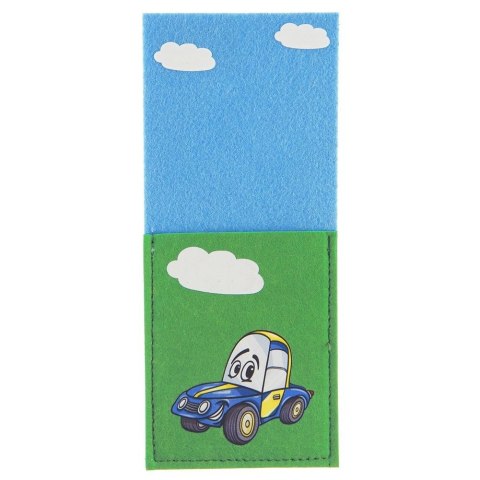 Pokrowiec Etui na Sztućce Dziecięcy Filc ORION Motyw AUTO 21 x 9 cm