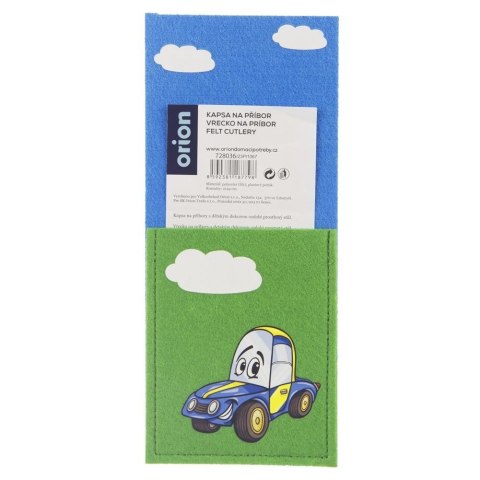 Pokrowiec Etui na Sztućce Dziecięcy Filc ORION Motyw AUTO 21 x 9 cm